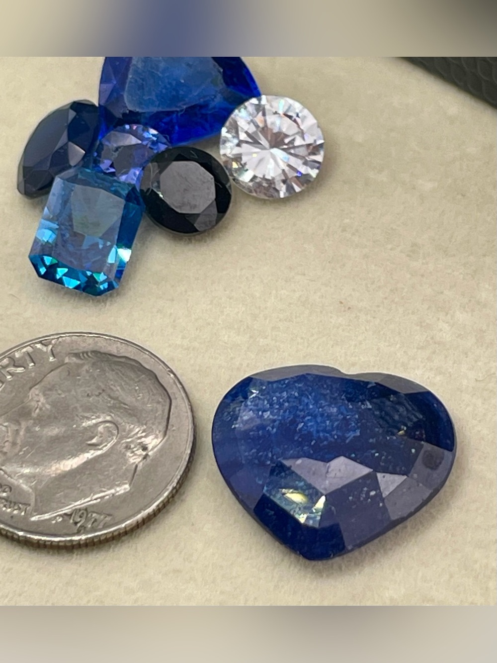 11.5ct Heart Sapphire Simple checkerboard Facet 15x17mm Blue Sapphire Gemstone - Picture 13 of 13